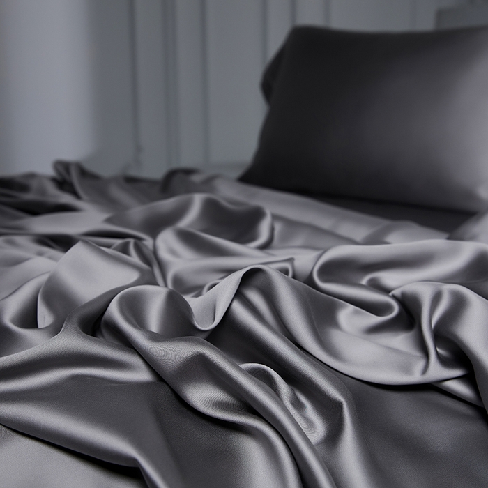 91家纺网 家纺一手货源 找家纺 洽想家 2025新款莱赛尔兰精80支天丝纯色系列四件套 深灰