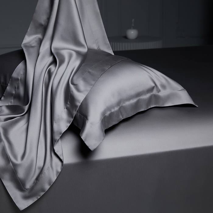 91家纺网 家纺一手货源 找家纺 洽想家 2025新款莱赛尔兰精80支天丝纯色系列四件套 深灰