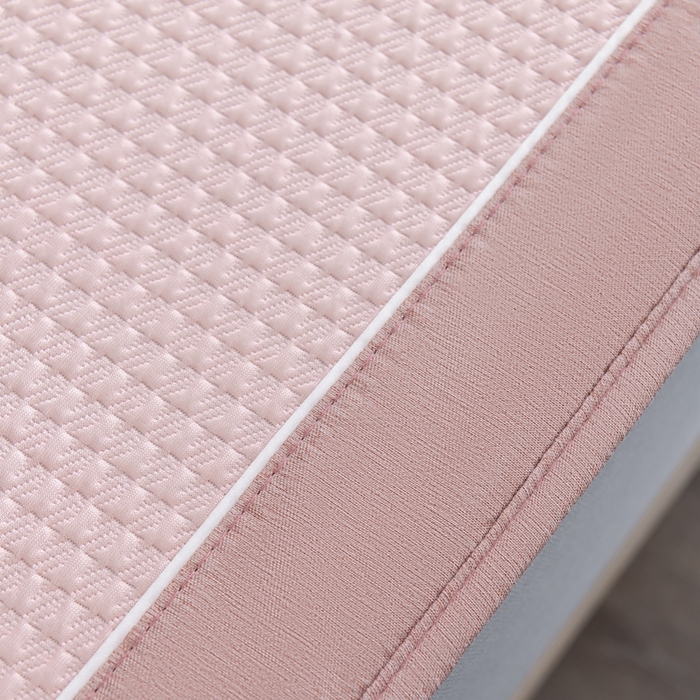 91家纺网 家纺一手货源 找家纺 小牛席业 2025经典款-千鸟格冷感豆豆席系列 床笠款 粉色