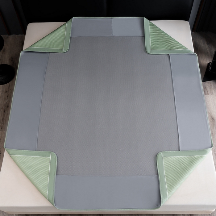 91家纺网 家纺一手货源 找家纺 小牛席业 2025经典款-千鸟格冷感豆豆席系列 床笠款 绿色