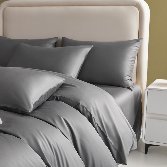 91家纺网 家纺一手货源 找家纺 洽想家 2025新款纯色双拼80支长绒棉四件套 帝都灰-