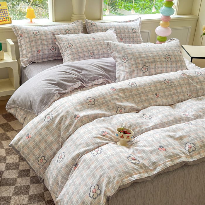 91家纺网 家纺一手货源 找家纺 佑佳家纺 2025新款铂金棉芦荟棉单被套「支持定做各种尺寸」 花骨朵