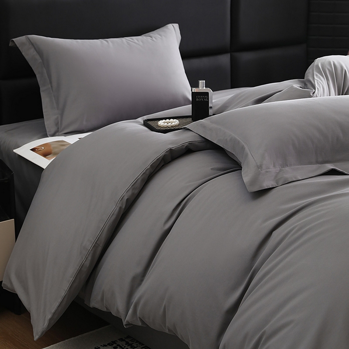 91家纺网 家纺一手货源 找家纺 洽想家 2025新款全棉磨毛纯色四件套 北欧灰