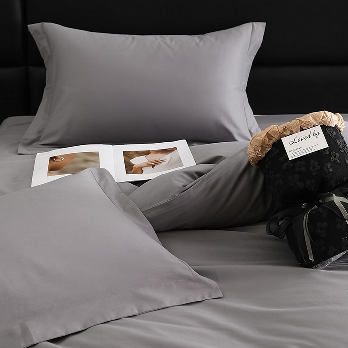 91家纺网 家纺一手货源 找家纺 洽想家 2025新款全棉磨毛纯色四件套 北欧灰