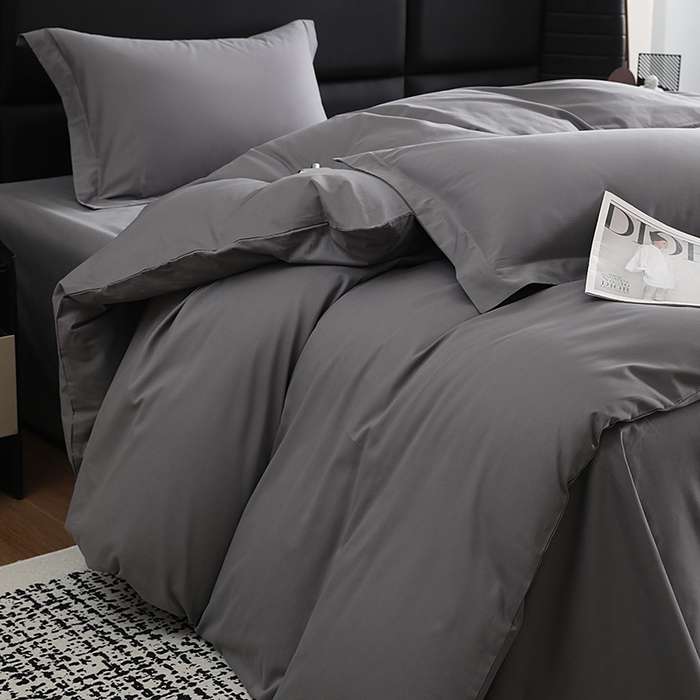 91家纺网 家纺一手货源 找家纺 洽想家 2025新款全棉磨毛纯色四件套 北欧灰