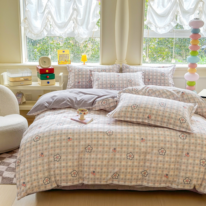 91家纺网 家纺一手货源 找家纺 佑佳家纺 2025新款铂金棉芦荟棉单被套「支持定做各种尺寸」 花骨朵