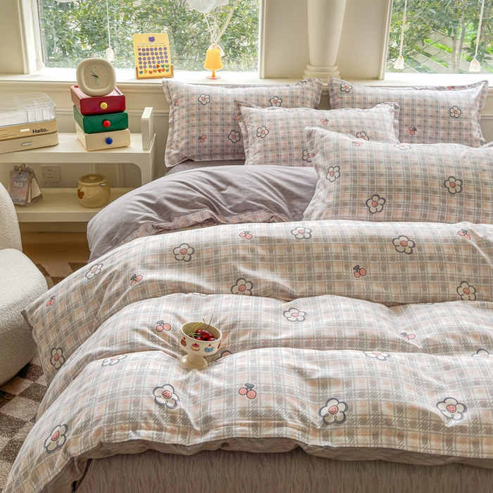 91家纺网 家纺一手货源 找家纺 佑佳家纺 2025新款铂金棉芦荟棉单被套「支持定做各种尺寸」 花骨朵