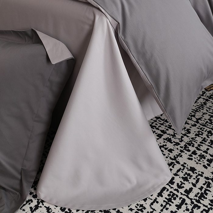 91家纺网 家纺一手货源 找家纺 洽想家 2025新款全棉磨毛纯色四件套 北欧灰拼浅灰