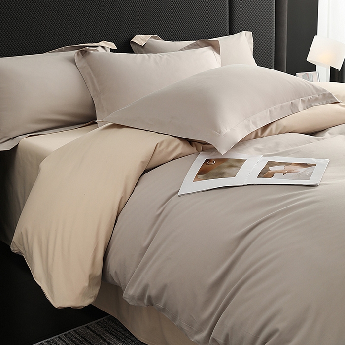 91家纺网 家纺一手货源 找家纺 洽想家 2025新款全棉磨毛纯色四件套 大麦灰粉糖