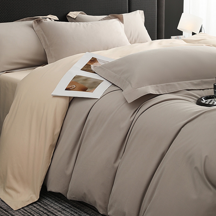 91家纺网 家纺一手货源 找家纺 洽想家 2025新款全棉磨毛纯色四件套 大麦灰粉糖