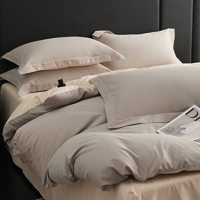 91家纺网 家纺一手货源 找家纺 洽想家 2025新款全棉磨毛纯色四件套 大麦灰粉糖