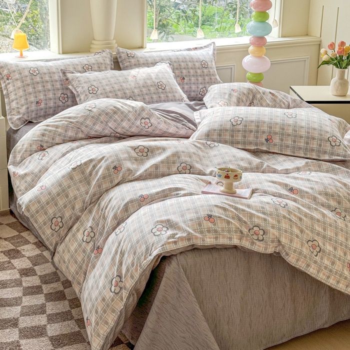 91家纺网 家纺一手货源 找家纺 佑佳家纺 2025新款铂金棉芦荟棉单被套「支持定做各种尺寸」 花骨朵