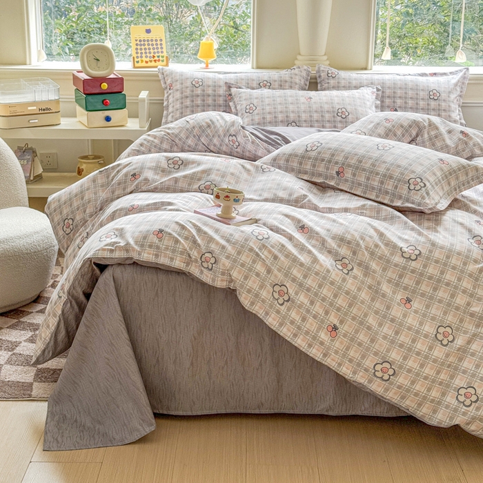 91家纺网 家纺一手货源 找家纺 佑佳家纺 2025新款铂金棉芦荟棉单被套「支持定做各种尺寸」 花骨朵