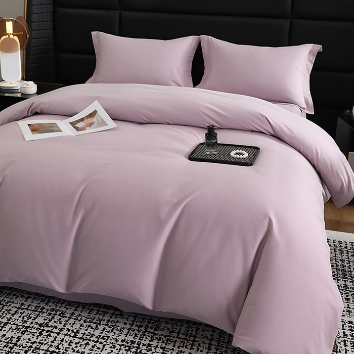 91家纺网 家纺一手货源 找家纺 洽想家 2025新款全棉磨毛纯色四件套 丁香紫