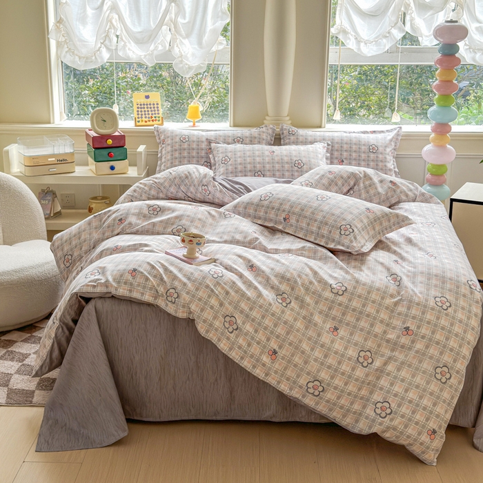 91家纺网 家纺一手货源 找家纺 佑佳家纺 2025新款铂金棉芦荟棉单被套「支持定做各种尺寸」 花骨朵