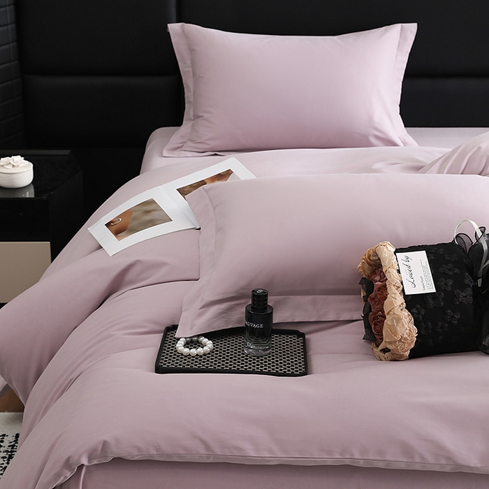 91家纺网 家纺一手货源 找家纺 洽想家 2025新款全棉磨毛纯色四件套 丁香紫