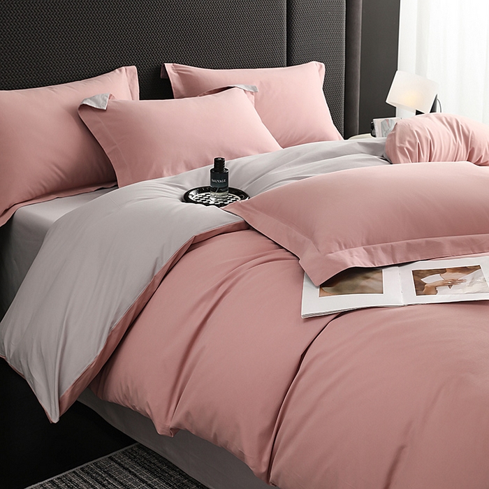 91家纺网 家纺一手货源 找家纺 洽想家 2025新款全棉磨毛纯色四件套 豆沙粉摩登灰