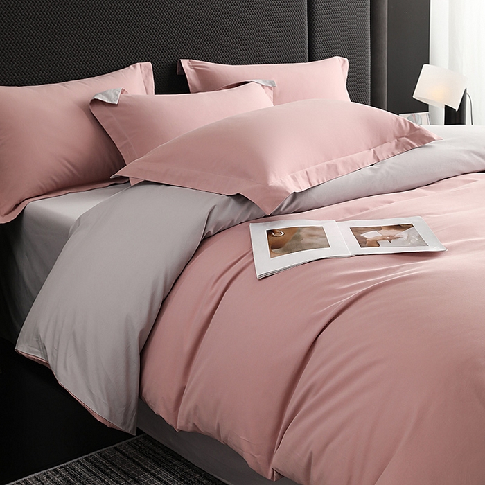 91家纺网 家纺一手货源 找家纺 洽想家 2025新款全棉磨毛纯色四件套 豆沙粉摩登灰