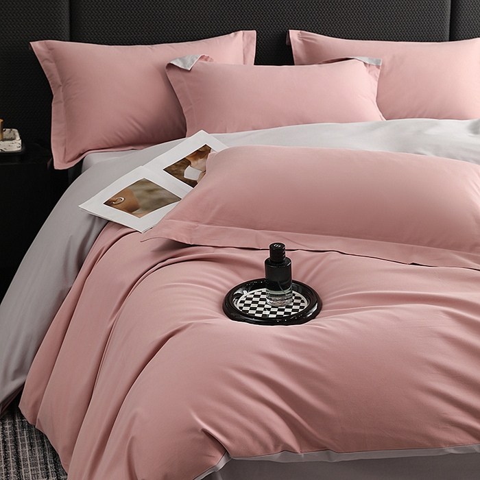 91家纺网 家纺一手货源 找家纺 洽想家 2025新款全棉磨毛纯色四件套 豆沙粉摩登灰