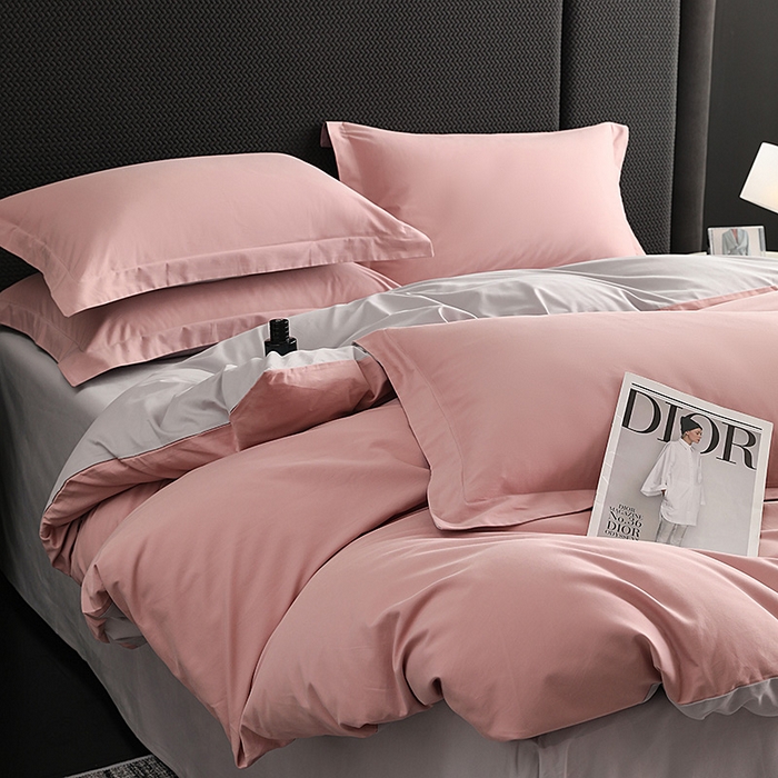 91家纺网 家纺一手货源 找家纺 洽想家 2025新款全棉磨毛纯色四件套 豆沙粉摩登灰