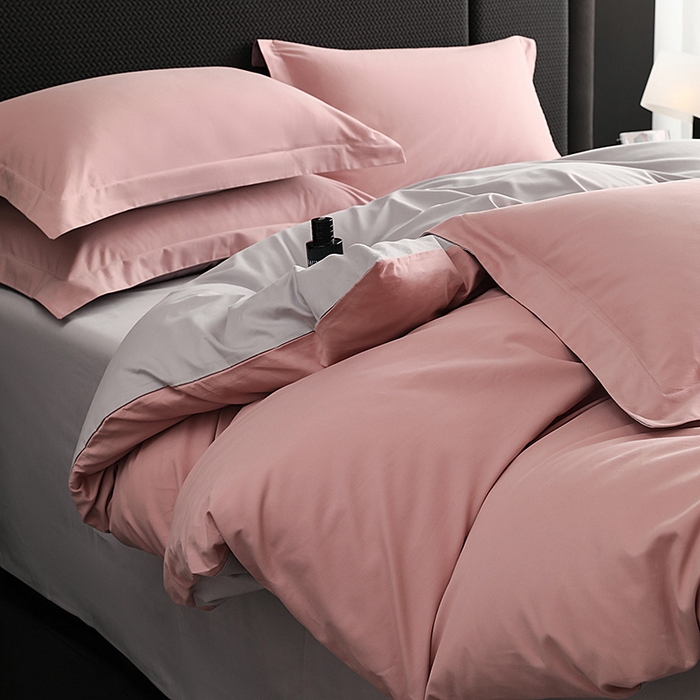 91家纺网 家纺一手货源 找家纺 洽想家 2025新款全棉磨毛纯色四件套 豆沙粉摩登灰