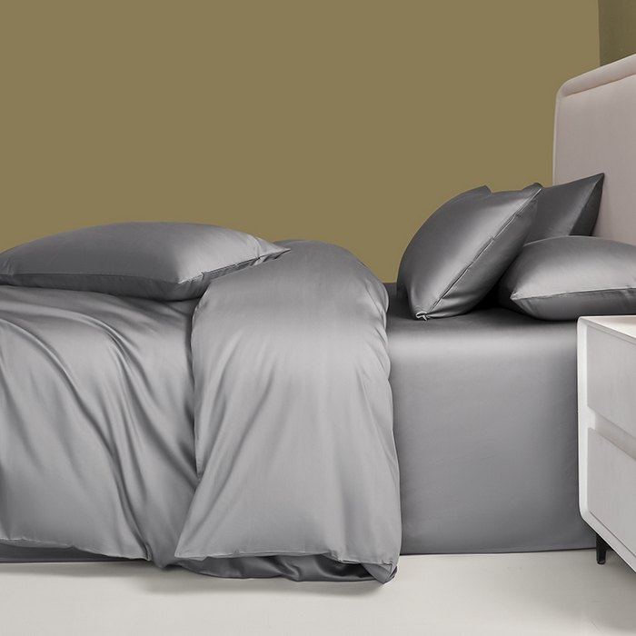 91家纺网 家纺一手货源 找家纺 洽想家 2025新款纯色双拼80支长绒棉四件套 帝都灰-