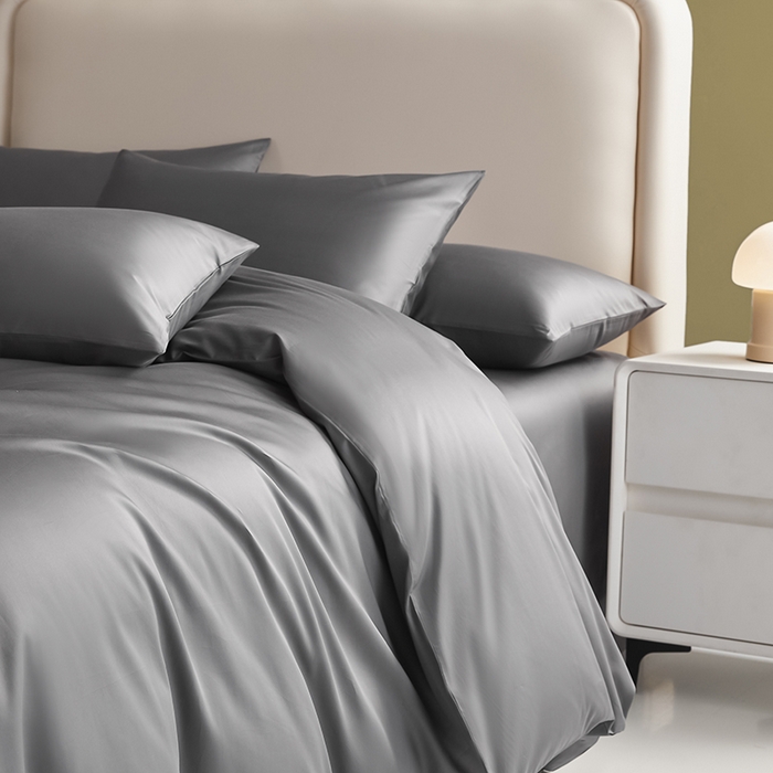 91家纺网 家纺一手货源 找家纺 洽想家 2025新款纯色双拼80支长绒棉四件套 帝都灰-