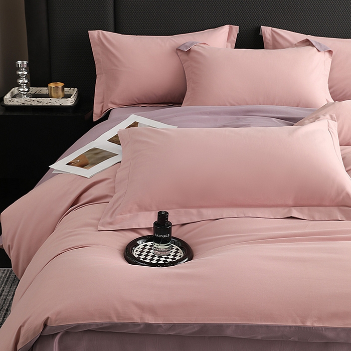 91家纺网 家纺一手货源 找家纺 洽想家 2025新款全棉磨毛纯色四件套 豆沙粉浅紫