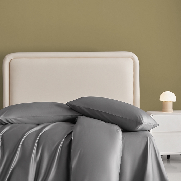 91家纺网 家纺一手货源 找家纺 洽想家 2025新款纯色双拼80支长绒棉四件套 帝都灰-