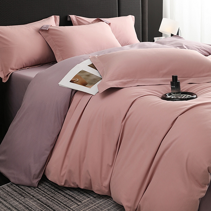 91家纺网 家纺一手货源 找家纺 洽想家 2025新款全棉磨毛纯色四件套 豆沙粉浅紫