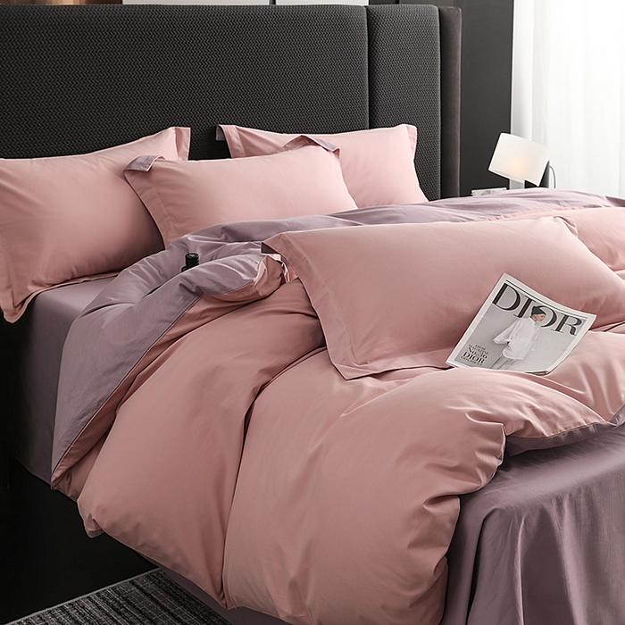 91家纺网 家纺一手货源 找家纺 洽想家 2025新款全棉磨毛纯色四件套 豆沙粉浅紫