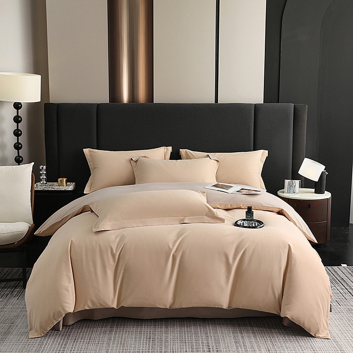 洽想家 2025新款全棉磨毛纯色四件套 粉糖布莱棕