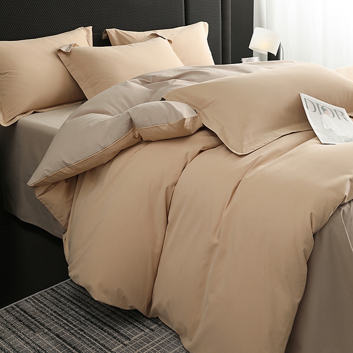 91家纺网 家纺一手货源 找家纺 洽想家 2025新款全棉磨毛纯色四件套 粉糖布莱棕