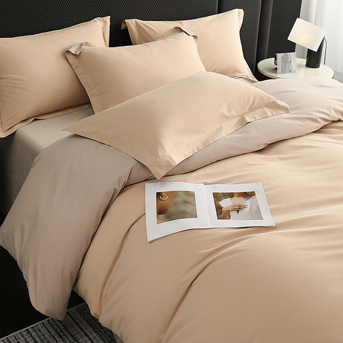 91家纺网 家纺一手货源 找家纺 洽想家 2025新款全棉磨毛纯色四件套 粉糖布莱棕