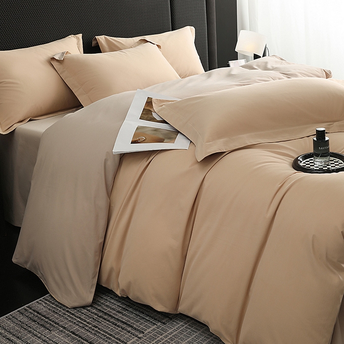 91家纺网 家纺一手货源 找家纺 洽想家 2025新款全棉磨毛纯色四件套 粉糖布莱棕