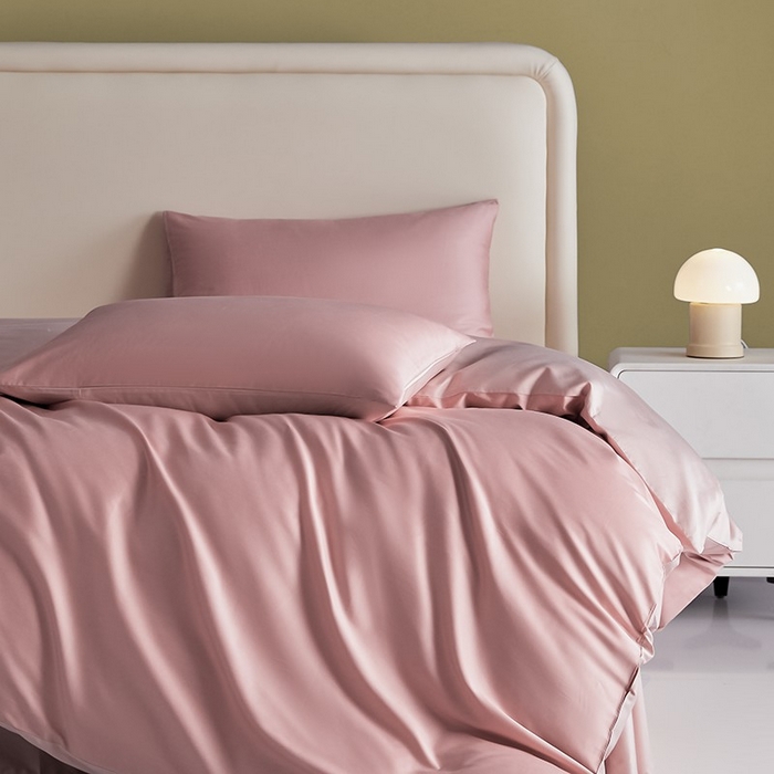 91家纺网 家纺一手货源 找家纺 洽想家 2025新款纯色双拼80支长绒棉四件套 豆沙+藕粉-