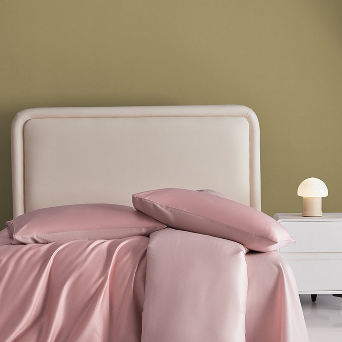 91家纺网 家纺一手货源 找家纺 洽想家 2025新款纯色双拼80支长绒棉四件套 豆沙+藕粉-