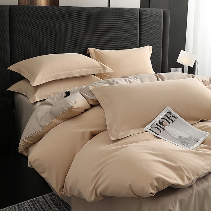 91家纺网 家纺一手货源 找家纺 洽想家 2025新款全棉磨毛纯色四件套 粉糖布莱棕