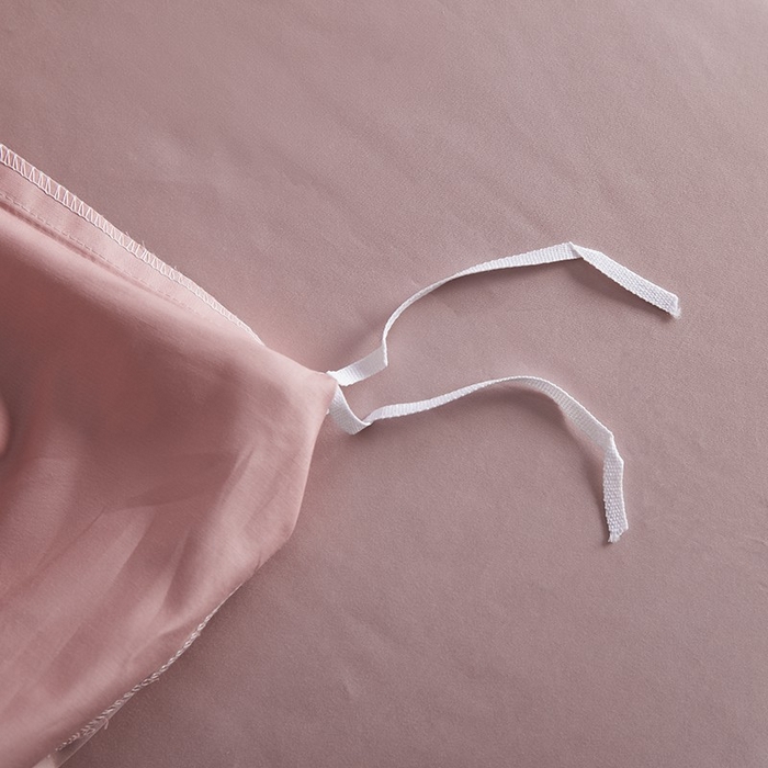 91家纺网 家纺一手货源 找家纺 洽想家 2025新款纯色双拼80支长绒棉四件套 豆沙+藕粉-