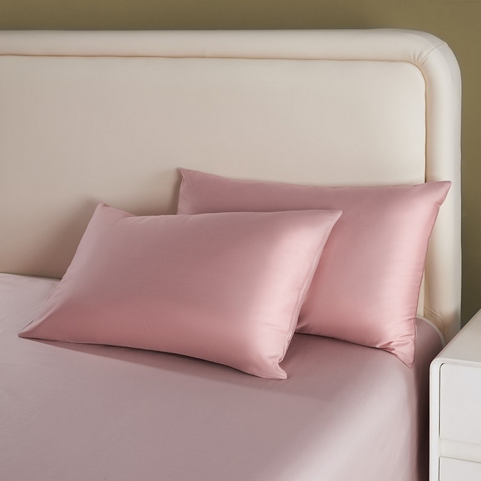 91家纺网 家纺一手货源 找家纺 洽想家 2025新款纯色双拼80支长绒棉四件套 豆沙+藕粉-