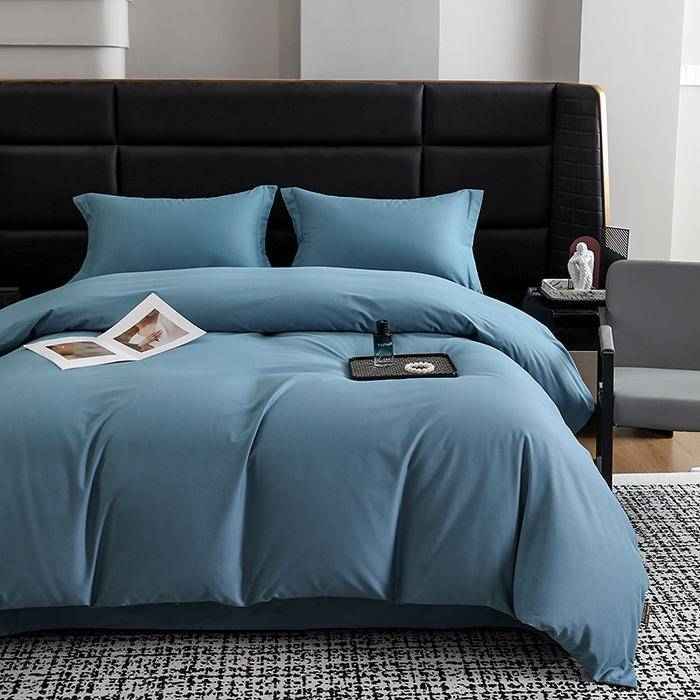 91家纺网 家纺一手货源 找家纺 洽想家 2025新款全棉磨毛纯色四件套 湖兰