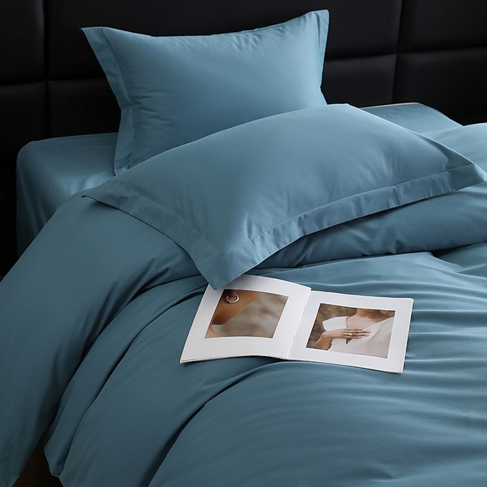 91家纺网 家纺一手货源 找家纺 洽想家 2025新款全棉磨毛纯色四件套 湖兰