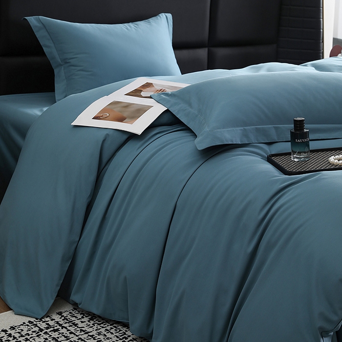 91家纺网 家纺一手货源 找家纺 洽想家 2025新款全棉磨毛纯色四件套 湖兰