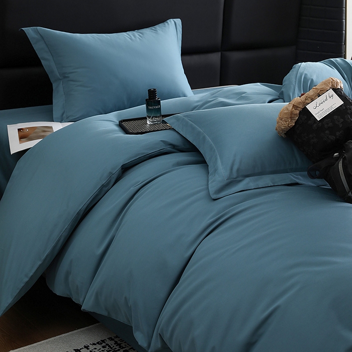 91家纺网 家纺一手货源 找家纺 洽想家 2025新款全棉磨毛纯色四件套 湖兰