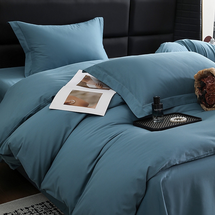 91家纺网 家纺一手货源 找家纺 洽想家 2025新款全棉磨毛纯色四件套 湖兰