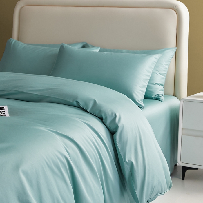 洽想家 2025新款纯色双拼80支长绒棉四件套 风铃绿-