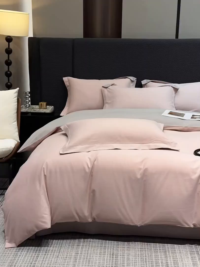 91家纺网 家纺一手货源 找家纺 洽想家 2025新款全棉磨毛纯色四件套 灰紫可可奶宗