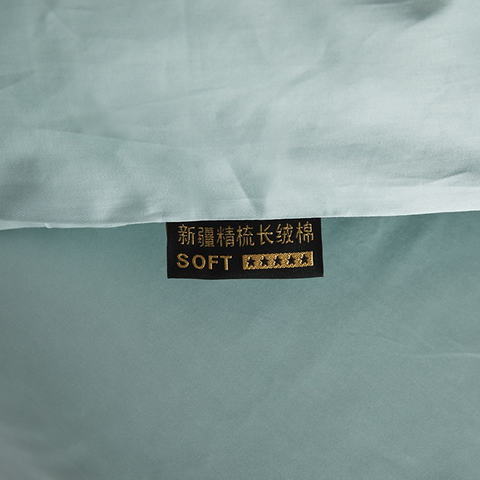 91家纺网 家纺一手货源 找家纺 洽想家 2025新款纯色双拼80支长绒棉四件套 风铃绿-