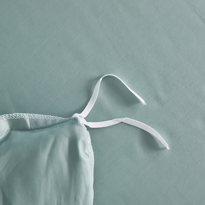 91家纺网 家纺一手货源 找家纺 洽想家 2025新款纯色双拼80支长绒棉四件套 风铃绿-