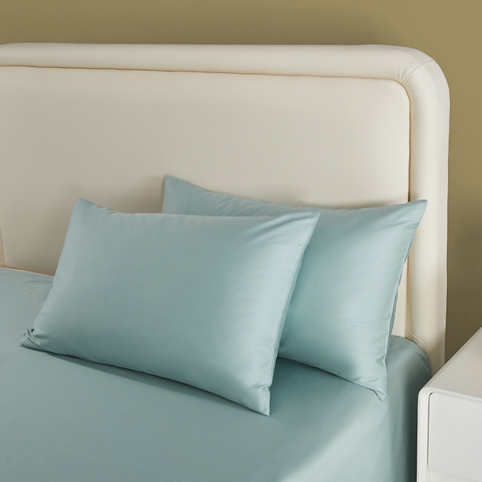 91家纺网 家纺一手货源 找家纺 洽想家 2025新款纯色双拼80支长绒棉四件套 风铃绿-